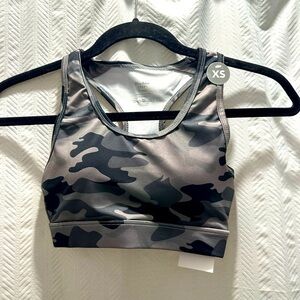 SHADOW SPORT Gray Camouflage Racerback Sports Bra with Elastic Support